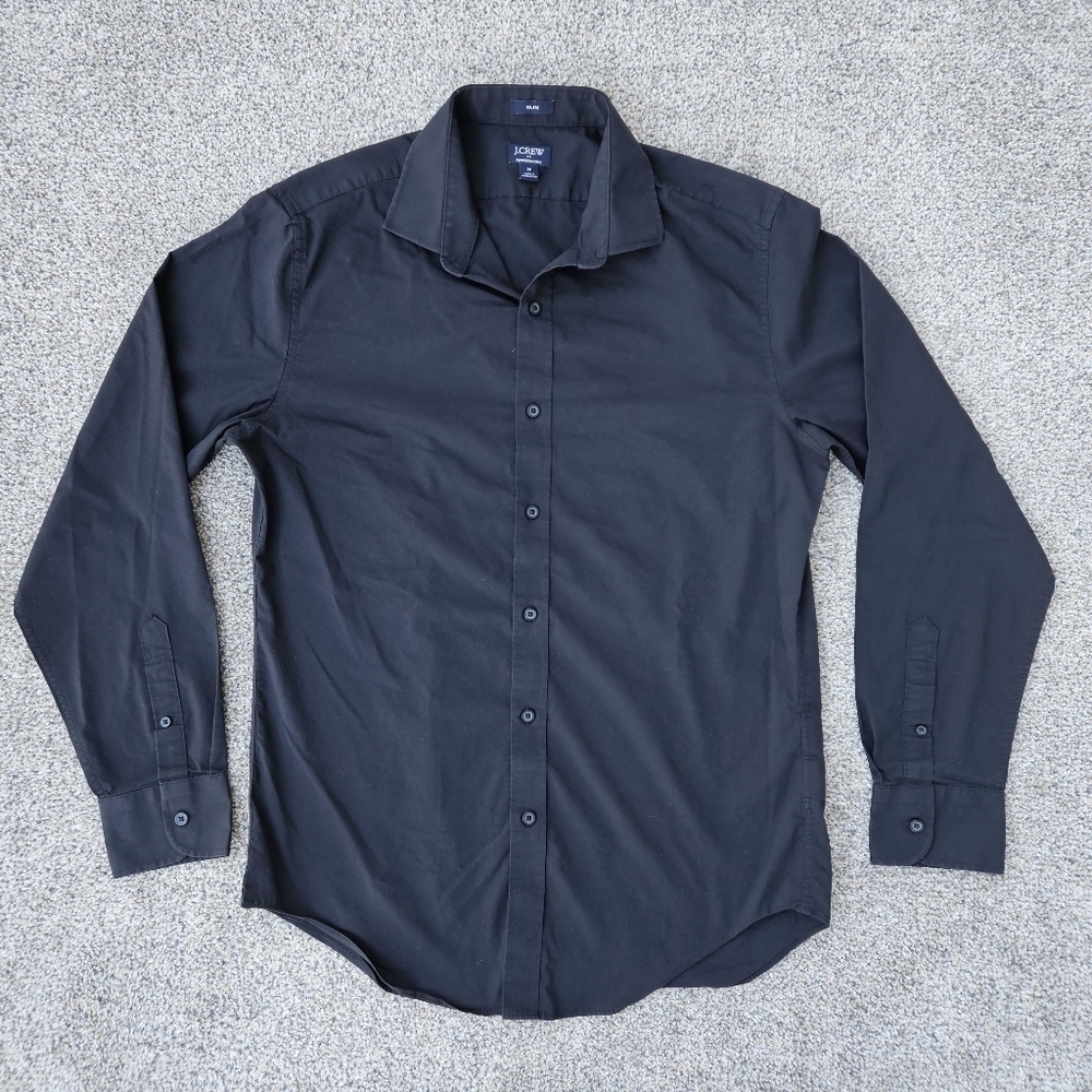 J. Crew Mens Medium Slim Fit Stretch Performance Black Button Down Shirt